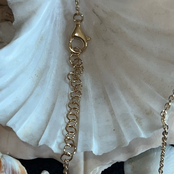 Blue Glass Evil Eye 18k Yellow Gold Over Sterling Silver Necklace - Picture 4 of 5